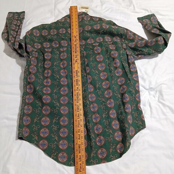 VTG NWT INTROSPECT Men's Large Long-Sleeved Bold Pattern Button-Up Green Shirt - Picture 10 of 13